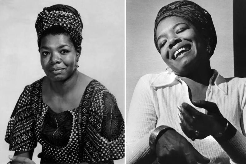 Amerikalı ünlü şair, yazar ve sivil haklar aktivisti Maya Angelou'nun gençlik yıllarına ait iki farklı portresi (4 Nisan 1928 - 28 Mayıs 2014) / Kolaj: Independent Türkçe