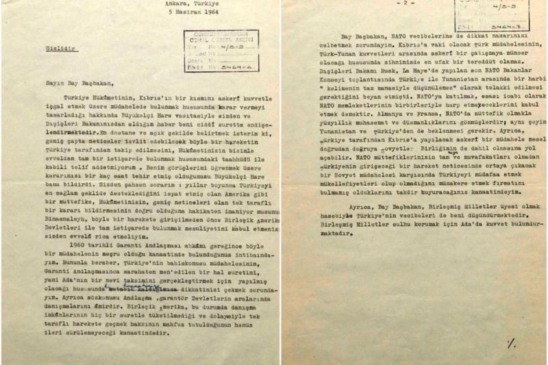 5 Haziran 1964 tarihli Johnson Mektubu, Türkiye'nin savunma planlamasında köklü değişikliklere yol açan dönüm noktalarından biri olarak kabul ediliyor / Görsel: Habertürk
