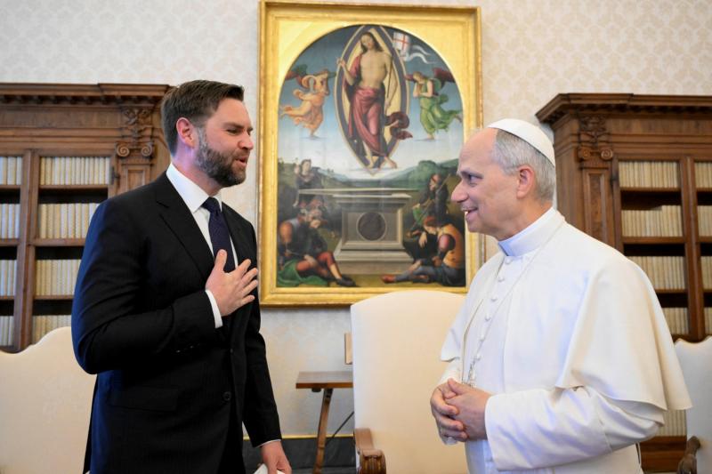 J.D. Vance, Vatikan'da Papa Leo 14. Leo ile yaptığı özel görüşme sırasında, 19 Mayıs 2025 / Fotoğraf: AFP