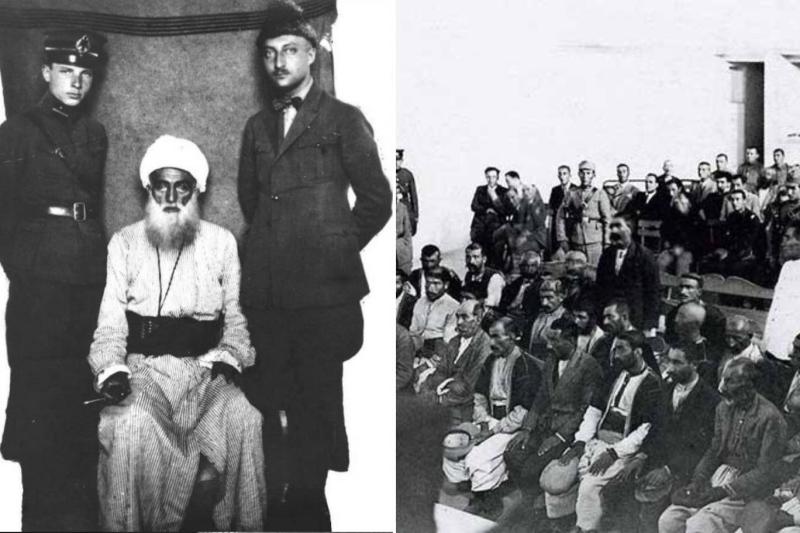 Takrir-i Sükûn Kanunu kapsamında Diyarbakır'da kurulan Şark İstiklal Mahkemesi, Şeyh Said ve arkadaşlarını yargıladı / Kolaj: Independent Türkçe