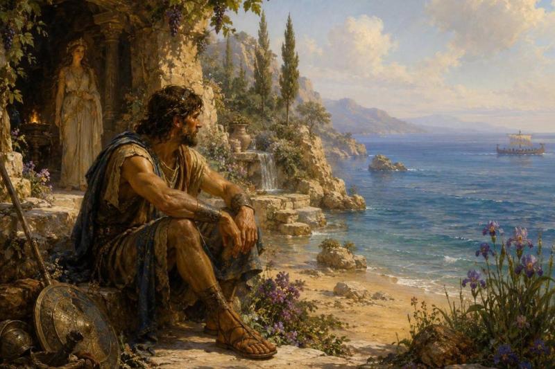 Savaş sona erse de Odysseus'un yolculuğu bitmez; eve dönüş, artık coğrafi değil, ahlaki ve psikolojik bir mücadeledir / Görsel:  Adnan Bozkurt (Contemporary Digital Artist)