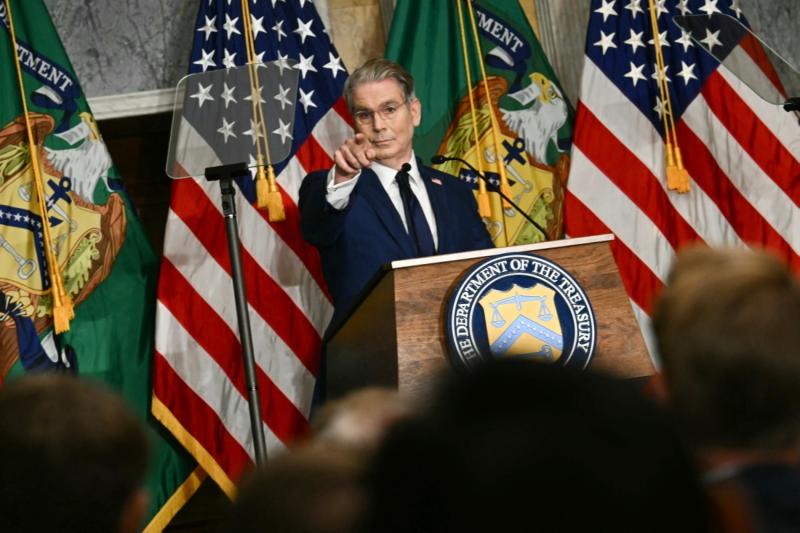 ABD Hazine Bakanı Scott Bessent, başkent Washington'da düzenlenen bir basın toplantısında konuşuyor, 24 Ağustos 2026 / Fotoğraf: AFP