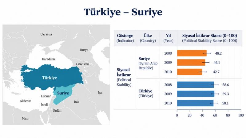 Görsel: Dünya Bankası, Worldwide Governance Indicators (WGI), Political Stability, 2008-2010. Görsel yazar tarafından yapay zekâ desteğiyle düzenlenmiştir