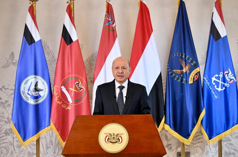 Yemen Başkanlık Konseyi Başkanı Reşad el-Alimi, 4 Ekim 2026 tarihinde Suudi Arabistan’ın başkenti Riyad’dan halka seslendiği bir televizyon konuşması yaptı / Fotoğraf: Reuters
