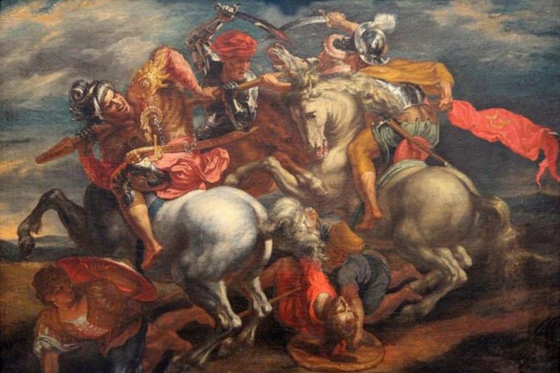 Leonardo da Vinci, Battaglia di Anghiari "Anghiari Savaşı" 1505. Firenze Palazzo Vecchio salone dei cinquecento