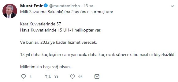 murat emir helikopter kaza tweet