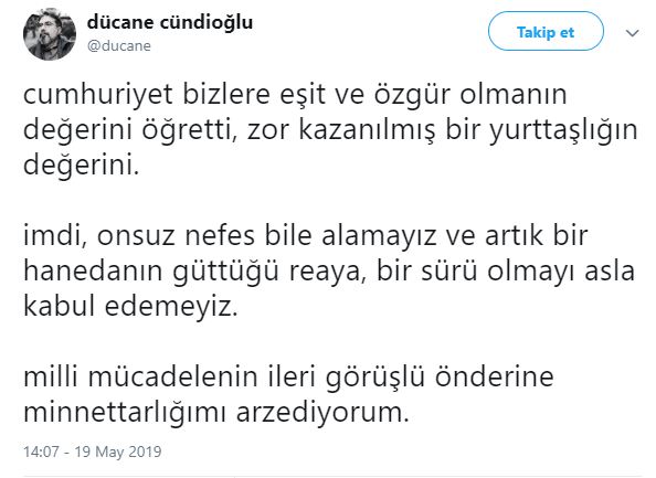 Dücane Cündioğlu 19 Mayıs tweet.JPG