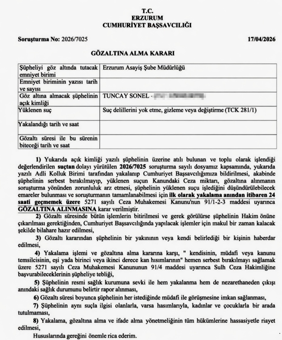 tunceli valisi gözaltı